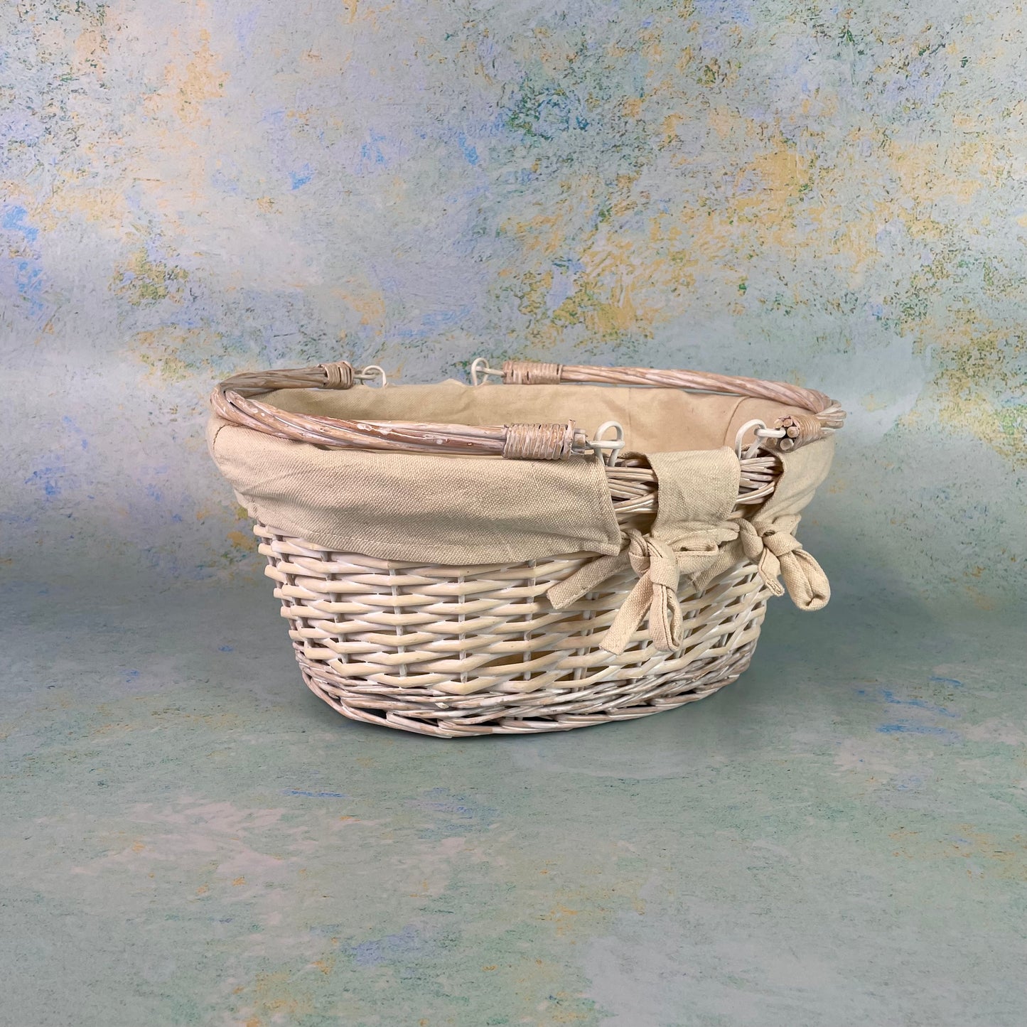 Swing Handled White Basket