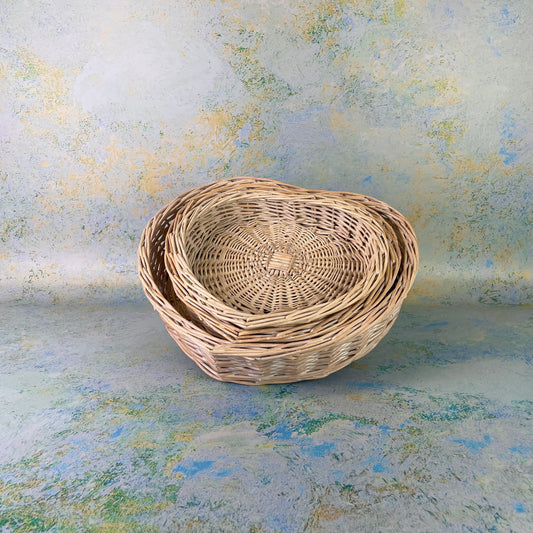 Heart Shaped Wicker Basket Set