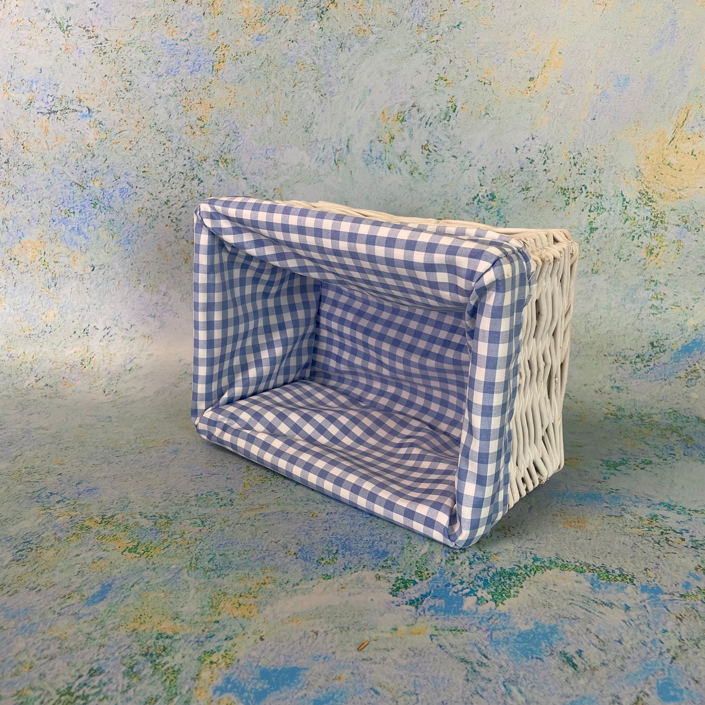 New Baby Gift Basket Kit with Blue Gingham
