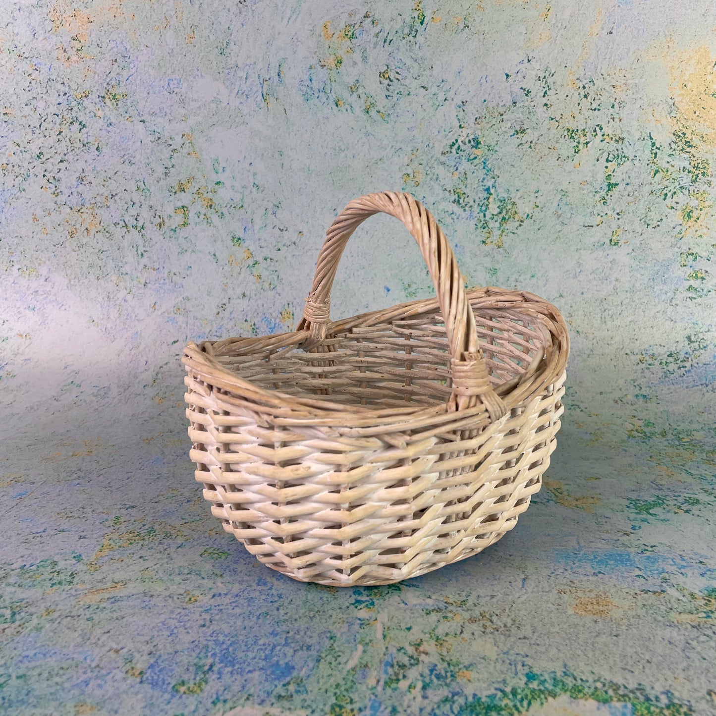 White Wicker Flower Girl Basket