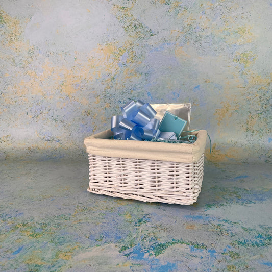 New Baby Gift Basket Kit in Blue and White