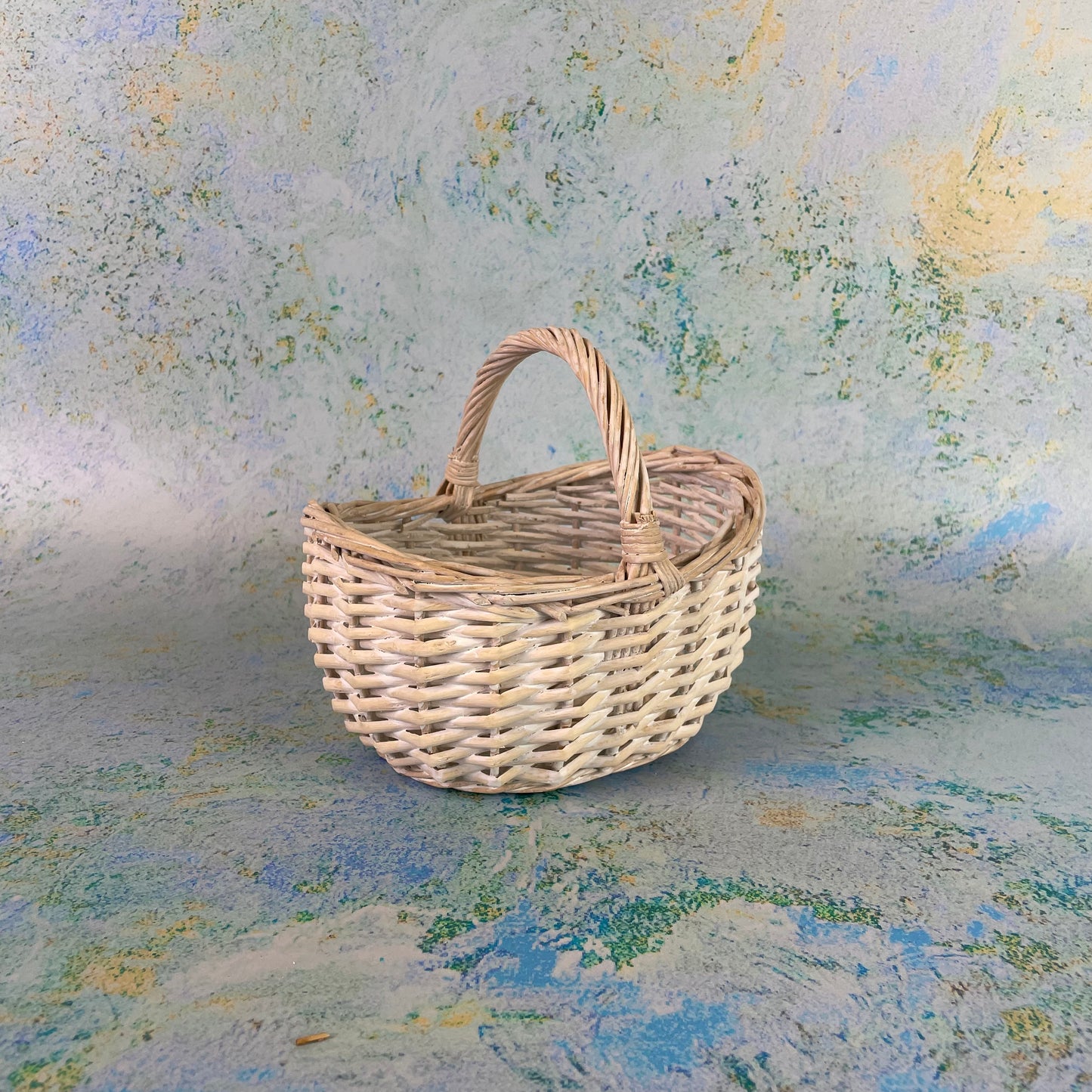 White Wicker Flower Girl Basket