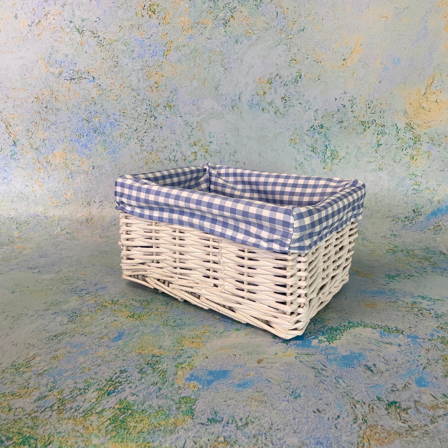 New Baby Gift Basket Kit with Blue Gingham