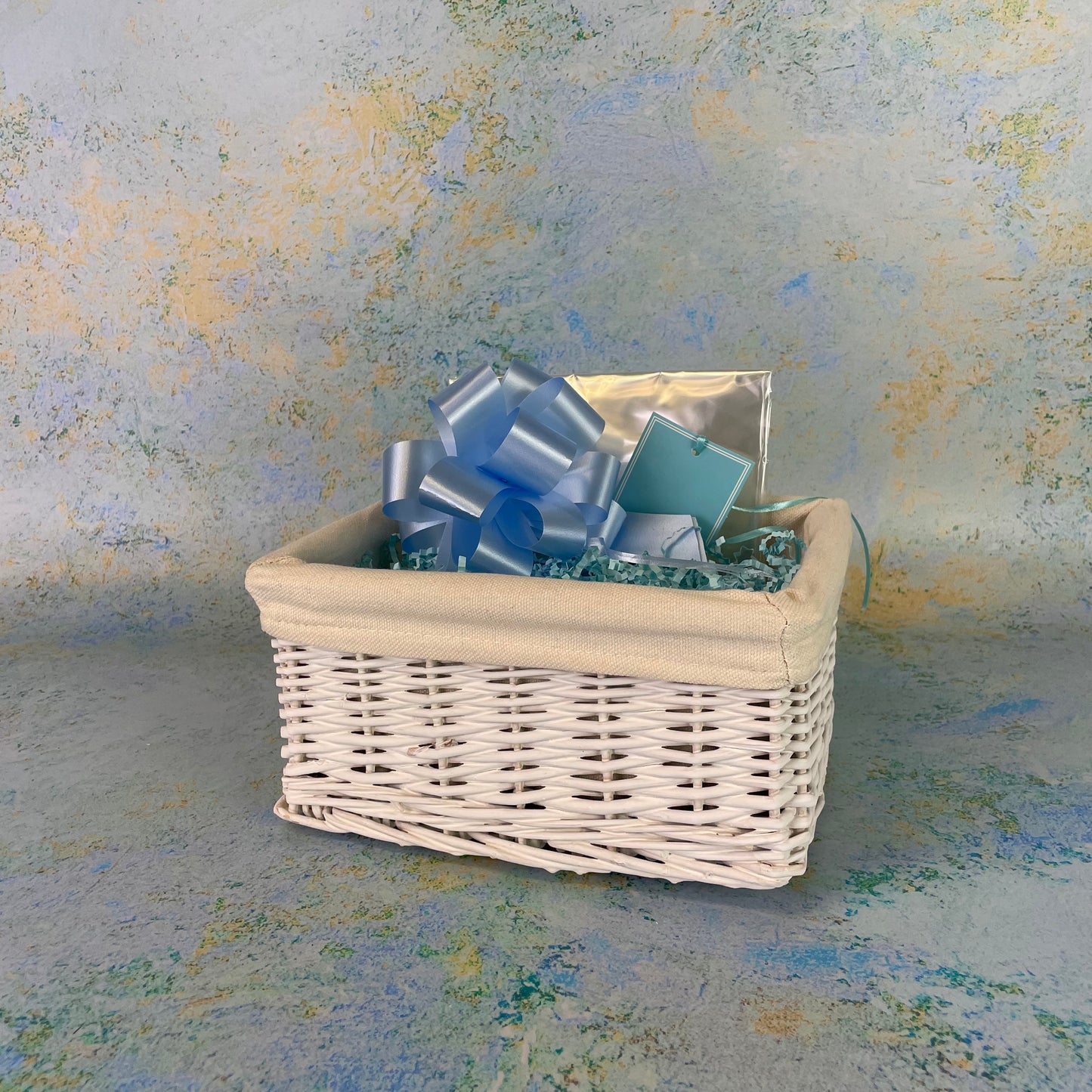 New Baby Gift Basket Kit in Blue and White